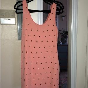 Coral studded mini dress